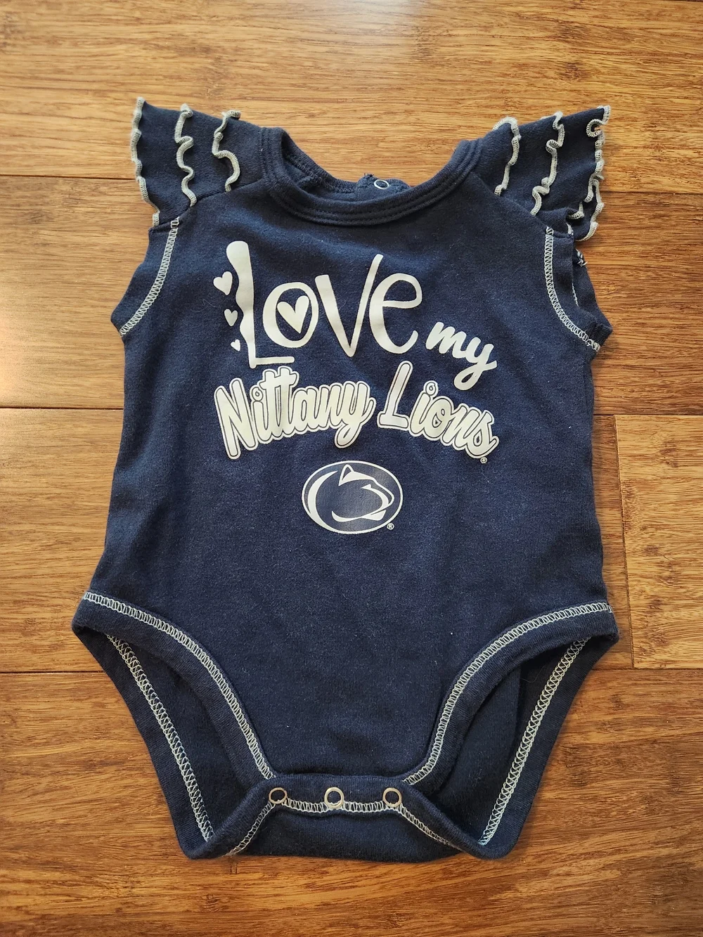 Penn State Nittany Lions Baby Girl One Piece Bodysuit Short Sleeve, 0-3 Months